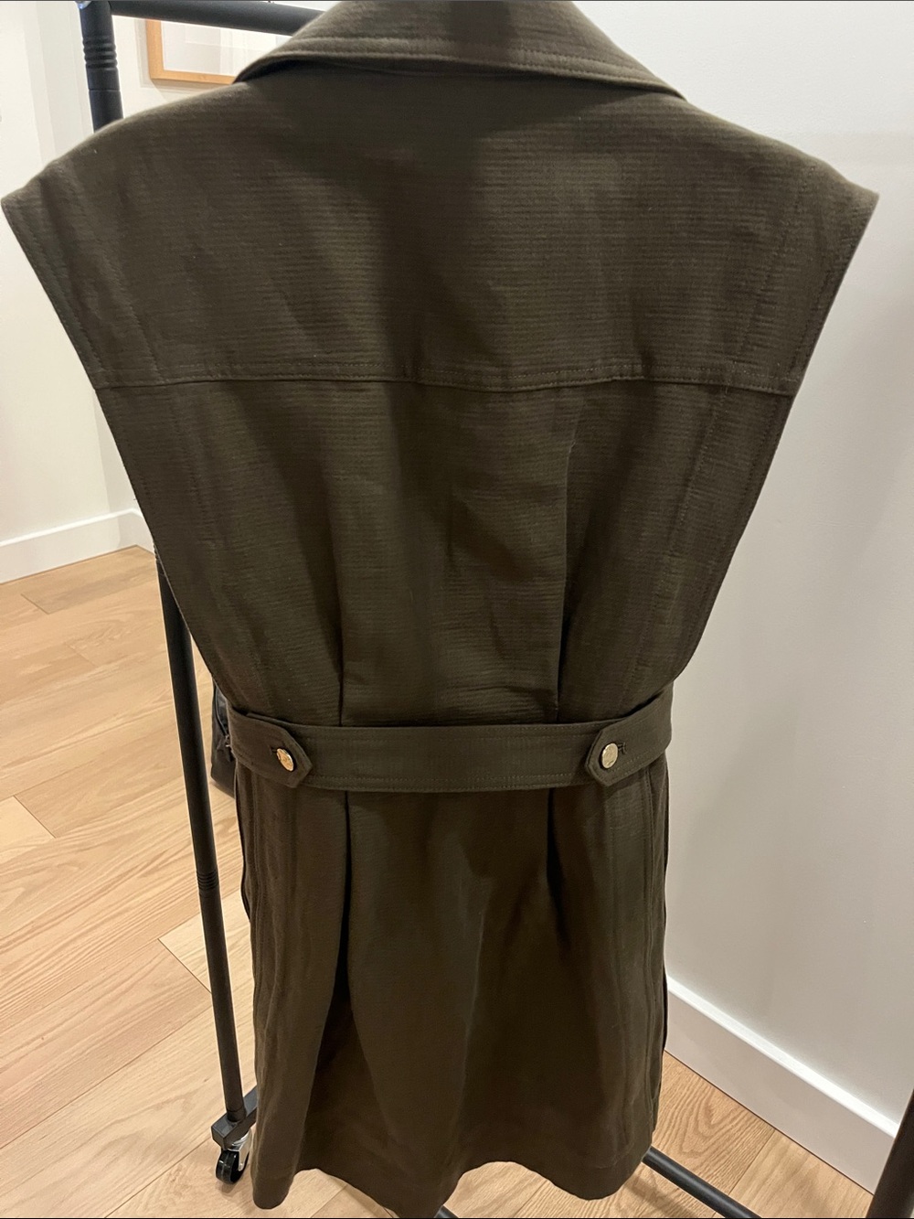 Acler Olive Sleeveless Button-Front Dress with Gold Buttons - Picture 3 of 3